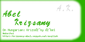 abel krizsany business card